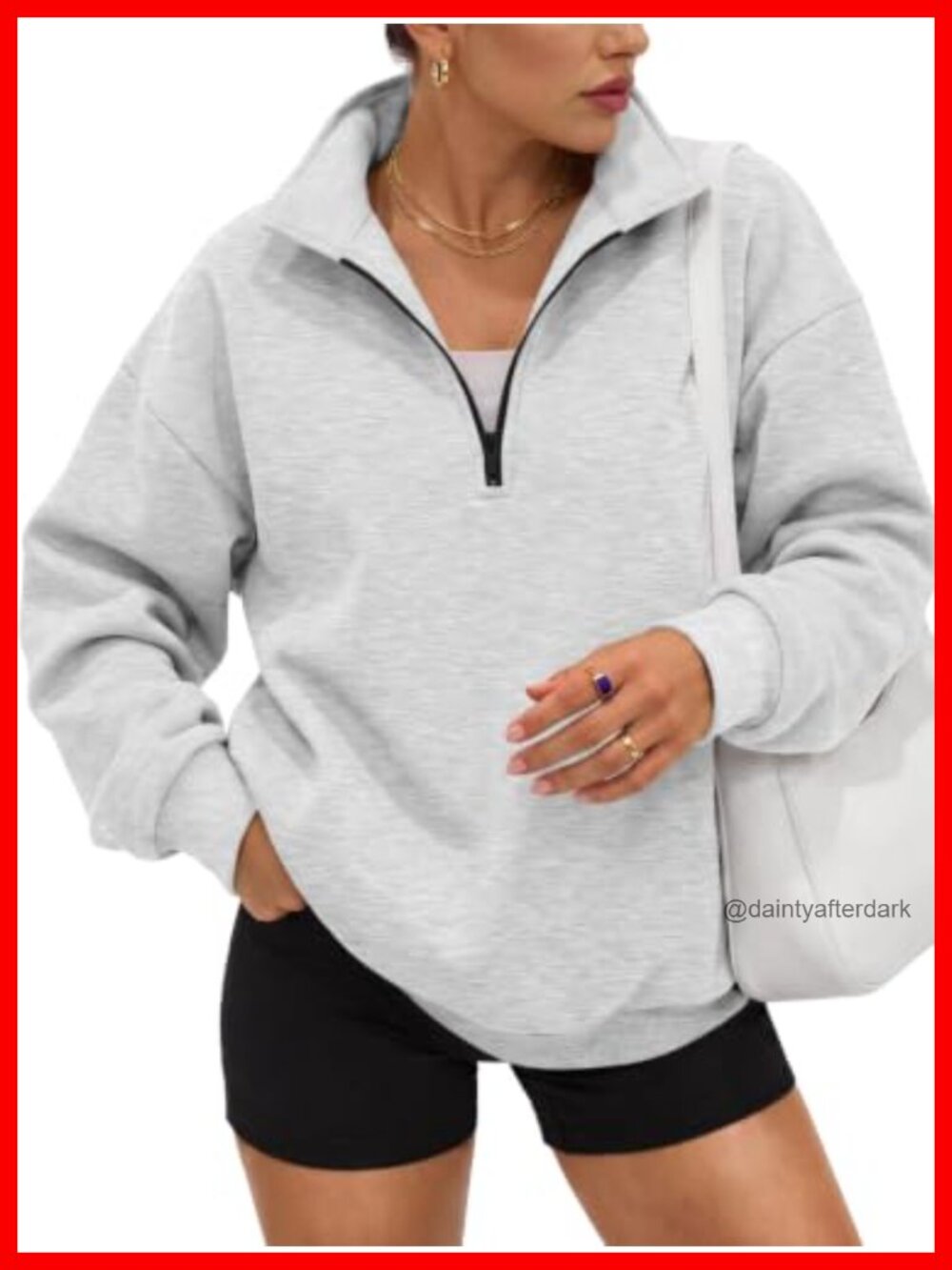 Oversized Half Zip Fleece Sweatshirt Cotton Blend Mock Neck Pullover